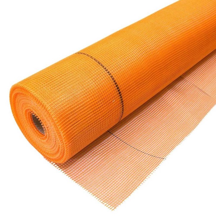 Plasa polistiren, fibra de sticla, 160 gr/mp Orange,50 mp/rola