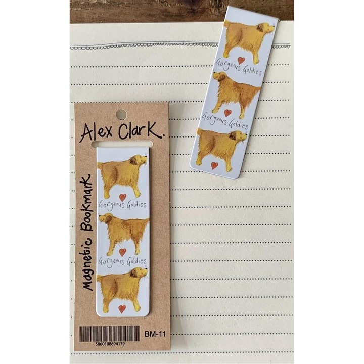 Alex Clark mágneses könyvjelző, Golden retriever mintás, többszínű szett.