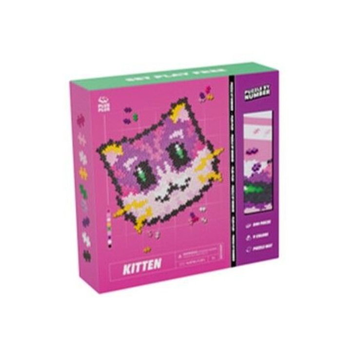 Plus-Plus Puzzle, 500 darabos készlet, macskafej mozaik, többszínű