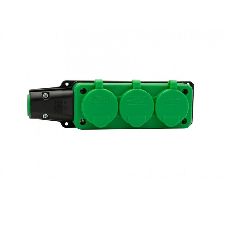 Priza de cauciuc, banda 3x230V 16A IP54 verde , F-ELEKTRO