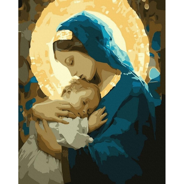 Set pictura pe numere, Twoje Hobby, Maica Domnului cu Pruncul, 40x50cm, 3 pensule, culori acrilice