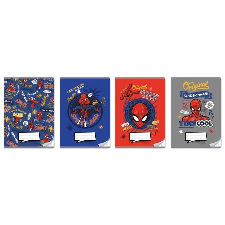 A5 füzetek, Beniamin, 10 darabos készlet, 32 oldal, Pókember, 70g, piros szél, puha borító