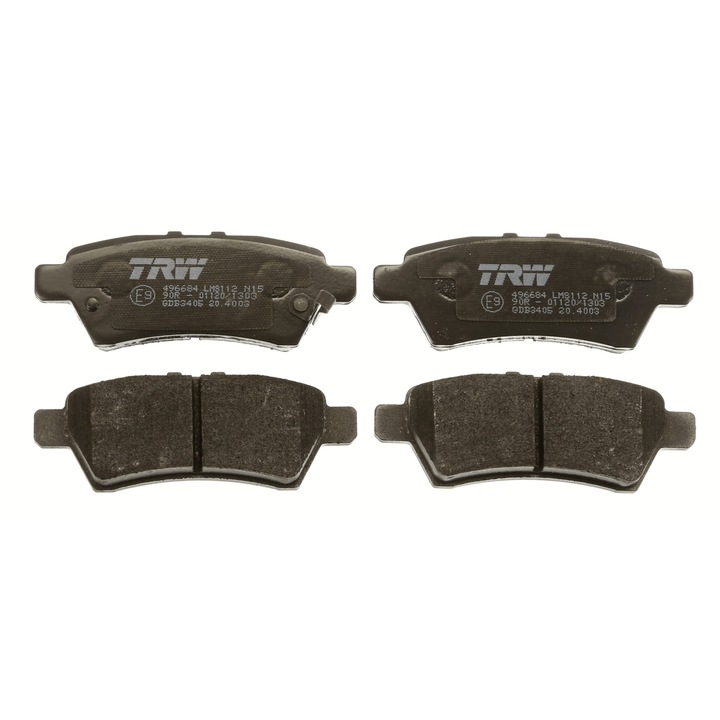Hátsó fékbetét készlet TRW, 15,7mm, 110,7x41mm, kopásjelzővel, GDB3405