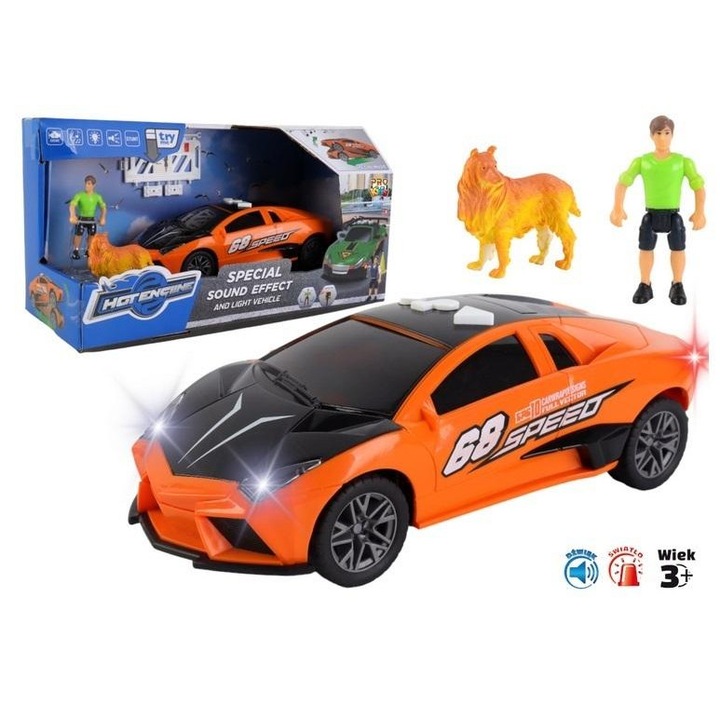 Sportautó Pro Kids, narancssárga, fény- és hangeffektek, 3 év+