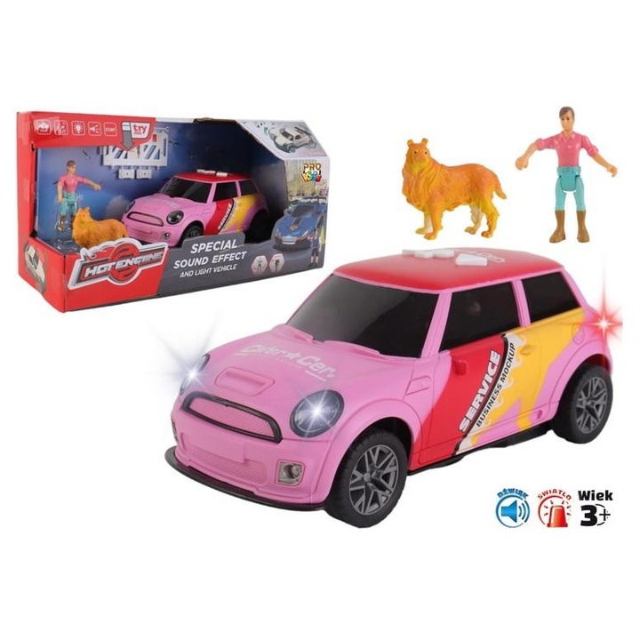 Pro Kids kisautó, rózsaszín, fény- és hangeffektekkel, akadályokkal ellátott szett