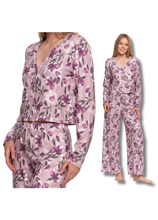 Női pizsama, Moraj, elegáns szett, hosszú ujjú, bő nadrág, Moraj