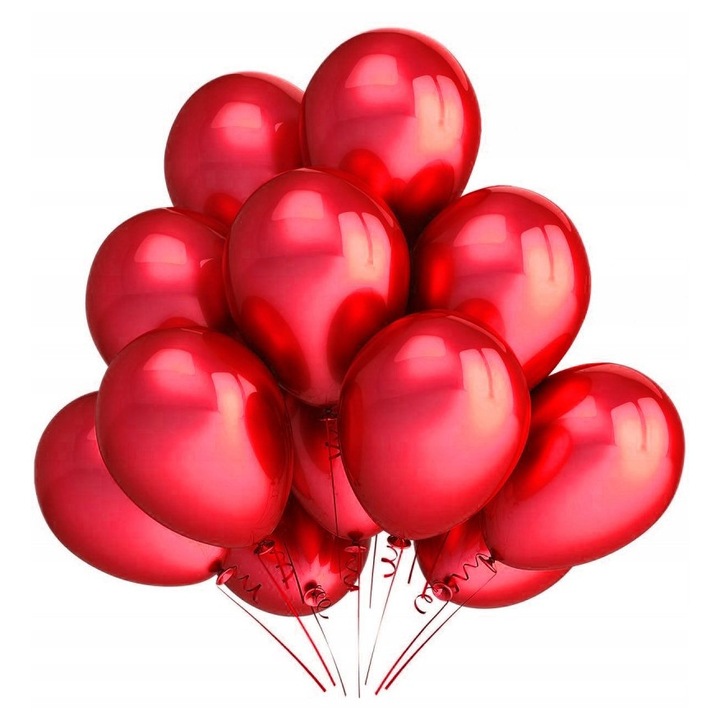 Метални балони PartyPro, комплект 100 броя, червен металик, 30x25см