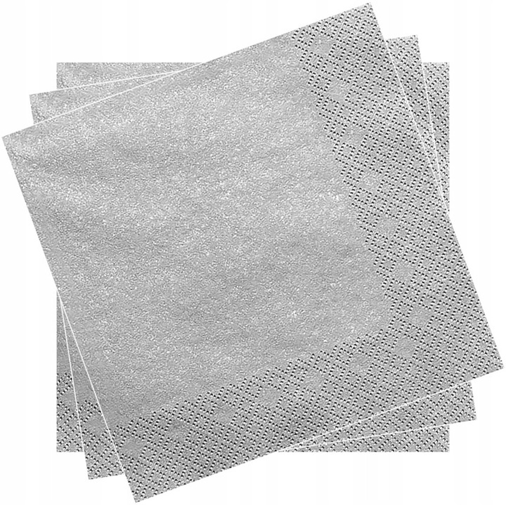 3 rétegű szalvéták, POL-MAK, 20 darabos készlet, ezüst, 33x33cm