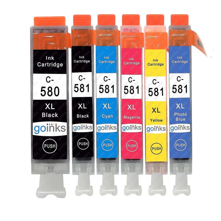 6 darabos kompatibilis tintapatron szett Canon PGI-580 és CLI-581-hez, fekete, cián, magenta, sárga, fotókék