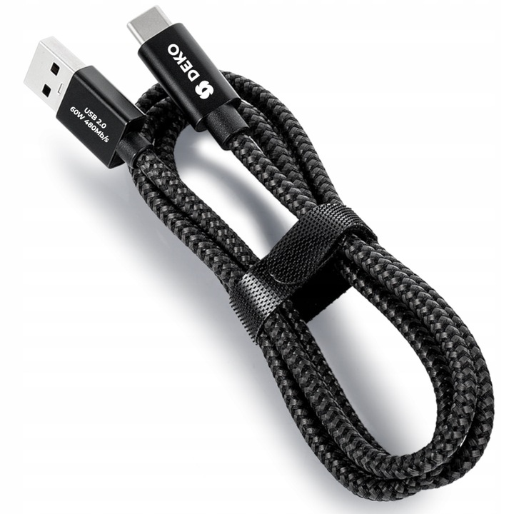 Cablu USB-C 2m 60W, transfer rapid 480Mb/s, negru