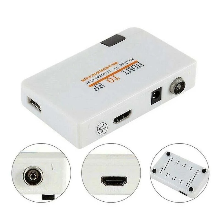 Convertor HDMI la RF pentru TV, transmisie semnal analogic, control de la distanta