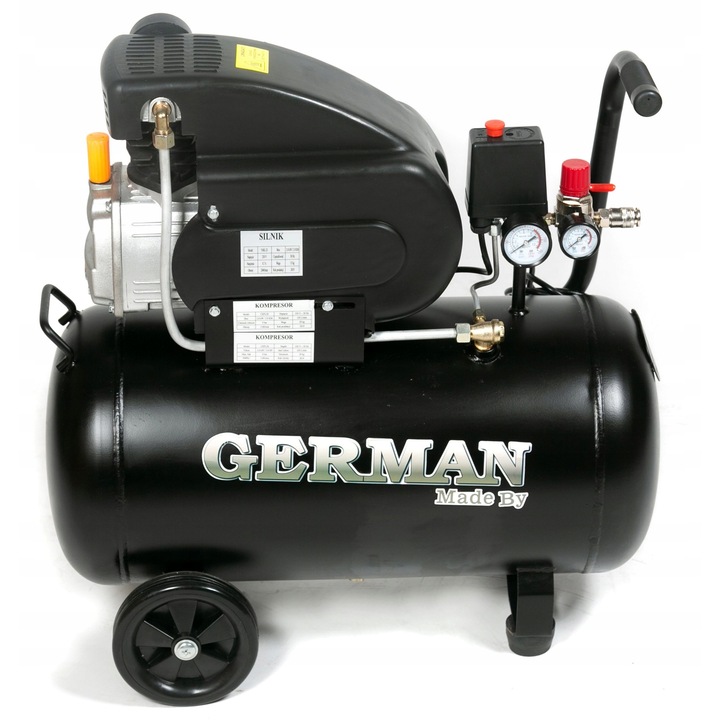 Compresor GERMAN 50L, 8BAR, 220L/min, negru mat, set complet
