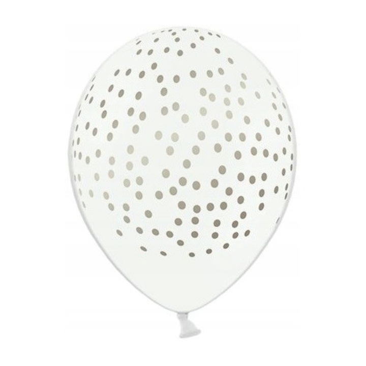 Parti dekor lufik, fehér arany pöttyökkel, 30 cm, 1 db-os készlet.
