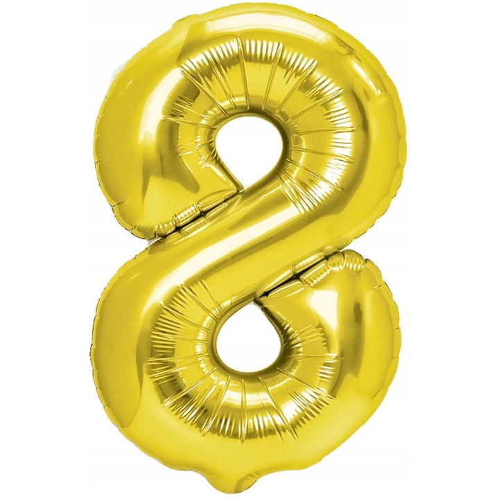Balon Foliowy Cyfra 8, PartyPro, zloty, 40 cm