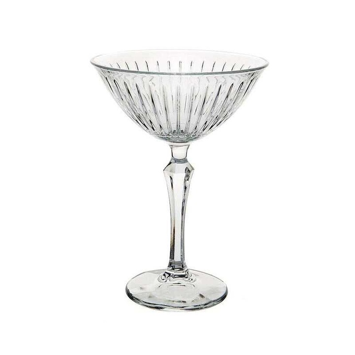 Set 4 pahare martini Pasabahce Joy 220 ml, sticlă transparentă, forme retro, 17x11.5cm