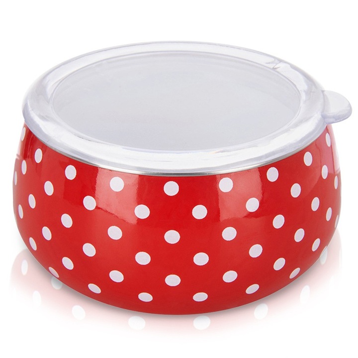 Vas Emailat Cu Capac, Orion, Tecka, 600 ml, 15.5x15.5x7.5 cm, Fabricat Din Otel Emailat, Inchidere Etansa Cu Capac, Utilizare Universala, Potrivit Pentru Toate Plitele, Cuptor Si Masina De Spalat Vase, Rosu