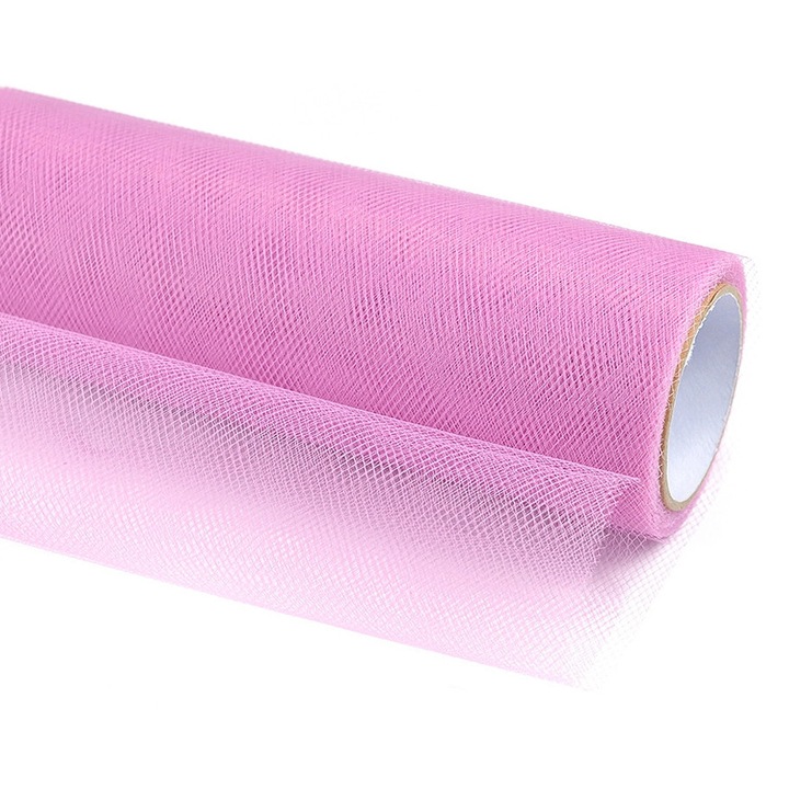 Tul, Party deco, roz pudra, 30cm x 9m