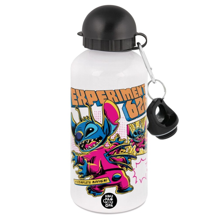 Sticla de apa, 500ml, aluminiu, alb, 16x7.2cm, set de curatare inclus