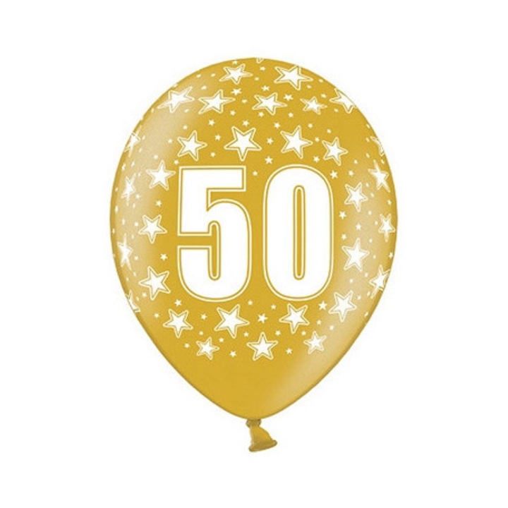 Балони с щампа 50, Парти декорация, комплект 1, многоцветни, 14 инча