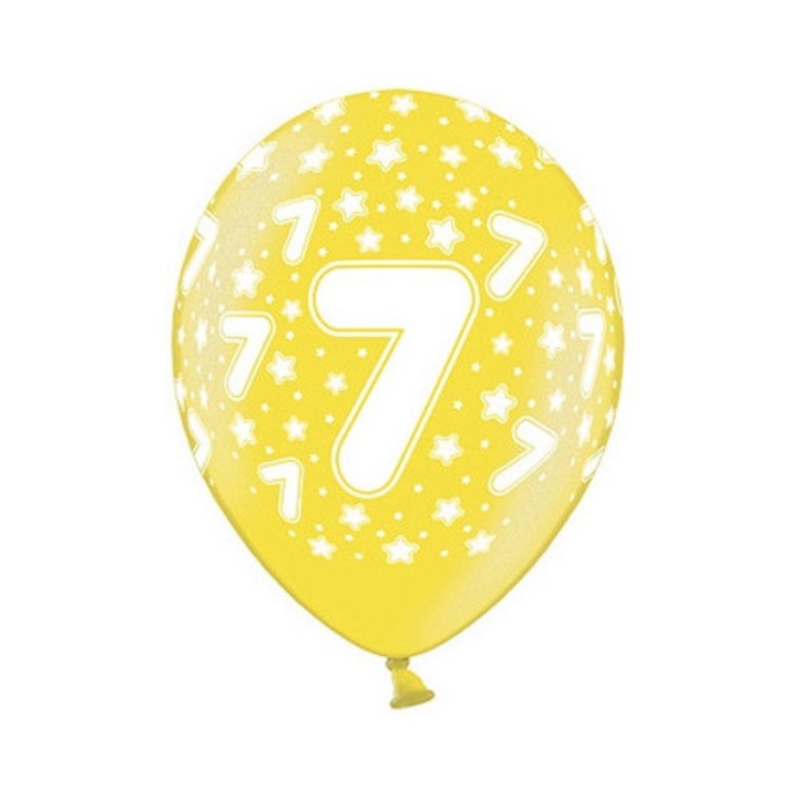 Балони с номер 7, Парти деко, комплект 1, многоцветен, 14 инча