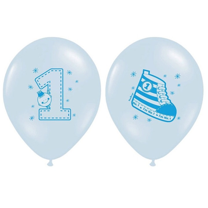 Baloane Party deco "Trampek - Numer 1", 14 inch, albastru, set 1 buc.