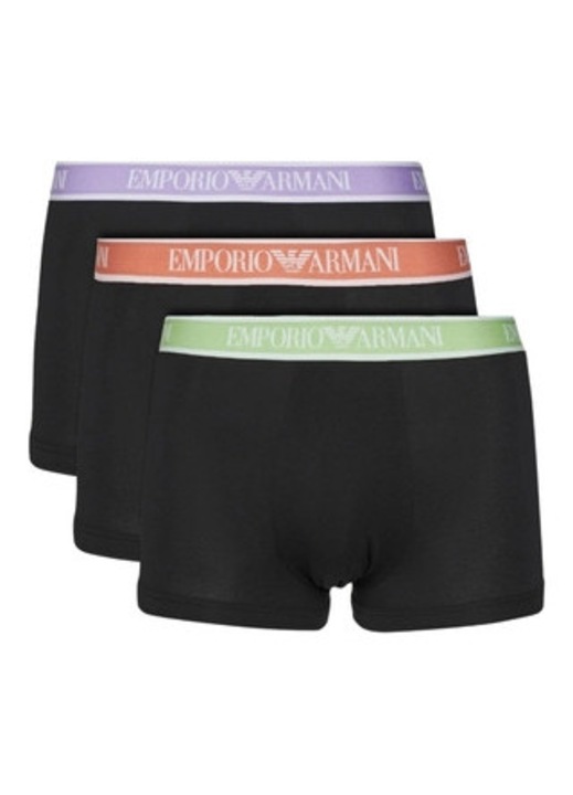 Set boxeri negri pentru barbati Emporio Armani, 3 bucati, talie elastica, multicolor, bumbac