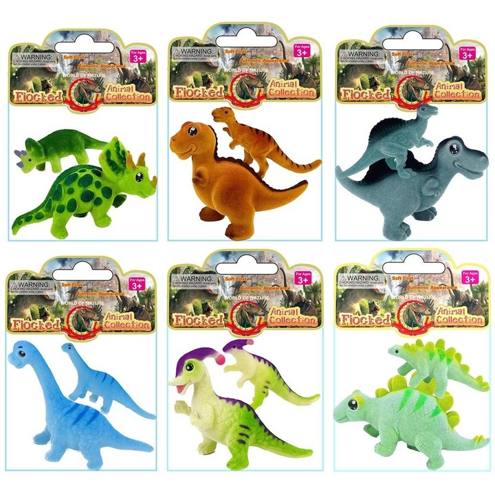 Plüssjáték szett, dinoszauruszok, anya és gyerek, TRIFOX, többszínű