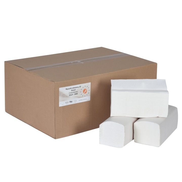 Prosoape de hartie ZZ, SoyWax, 150 foi, 22x21cm, alb, set 20 bucati