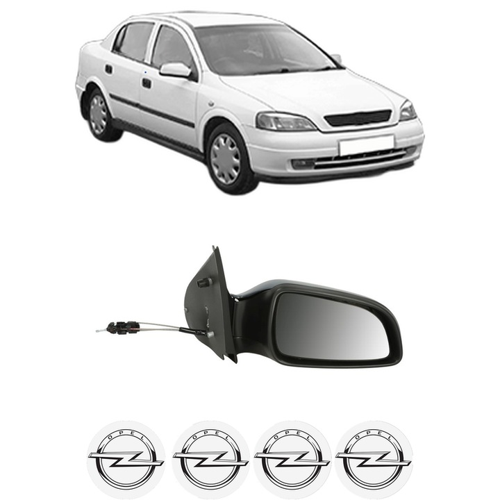 Oglinda Completa Dreapta OPEL ASTRA G Saloon (T98) din 1998-2009, auto, Reglaj Mecanic, 4 stickere auto cu OPEL