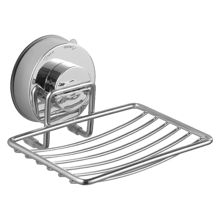 Suport pentru sapun cu ventuza, 304 otel inoxidabil, design elegant, pentru baie si bucatarie