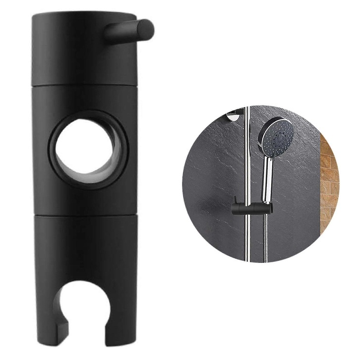 Suport reglabil pentru cap de dus, electroplatinat argintiu si negru, 19x22x25mm, set