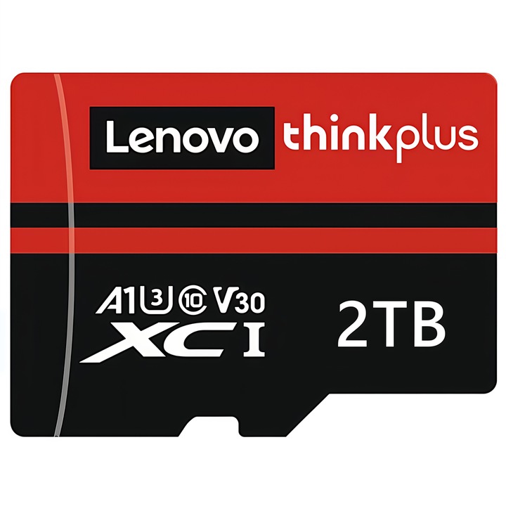 Карта памет Micro SD Lenovo 2TB UHS-I U3 A1 V30 с адаптер, скорости 100MB/s четене, 60MB/s запис, съвместима със смартфони, таблети, камери, дронове