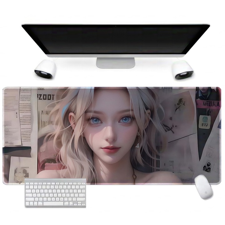 Mousepad mare, design cartoon, 300x800mm, rezistent la apa, antiderapant