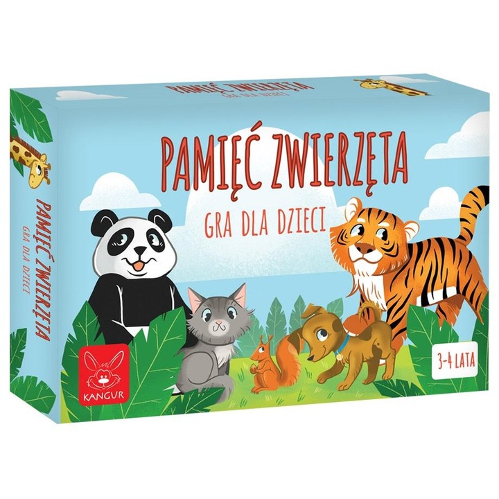 Joc de memorie Kangur Zwierzeta, pentru copii 3+, dezvolta memoria si atentia, piese carton ilustrate, Multicolor