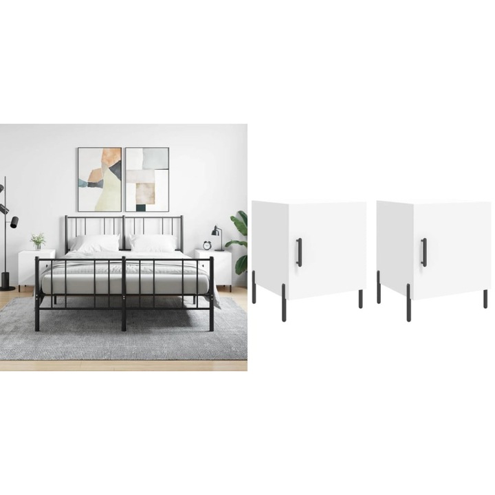 Noptiere, 2 buc., alb, 40x40x50 cm, lemn compozit