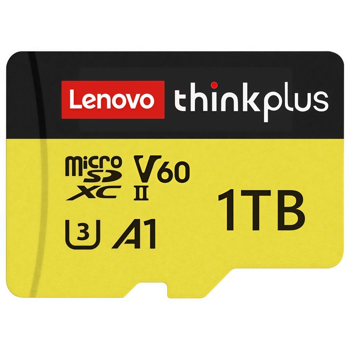 Карта памет Lenovo Micro SDXC 1TB с адаптер, скорост на четене до 100MB/s, класификация U3 V60 A1, водоустойчива, за охранителна камера, видеорегистратор, дронове