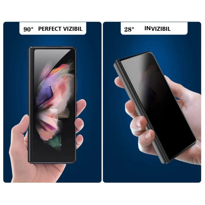 Folie de protectie ecran compatibila cu Samsung Galaxy Z FOLD 7, Privacy Hydrogel din silicon, TPU, acopera tot ecranul, PlanetPhone®