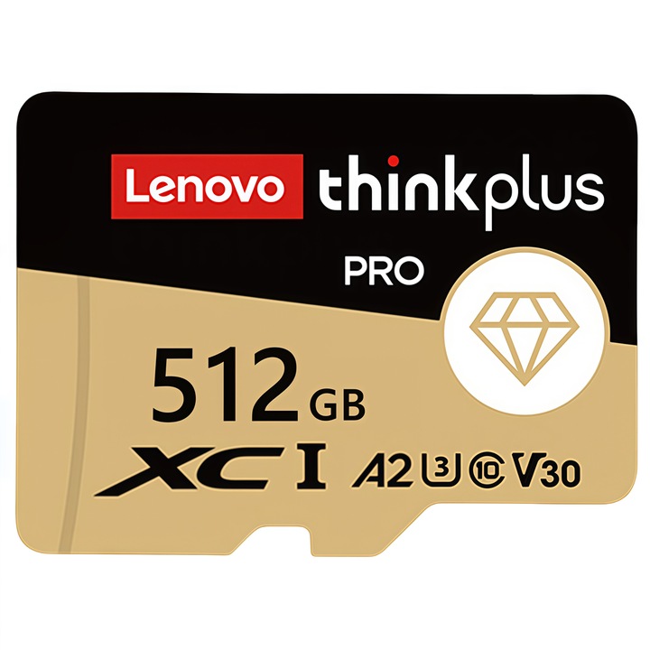 Карта microSDXC 512GB Lenovo UHS-I U3 A2 V30, скорост на четене 100MB/s, с адаптер