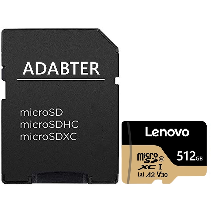Карта памет MicroSDXC 512GB Lenovo, UHS-I U3 A2 V30, 100MB/s, с SD адаптер