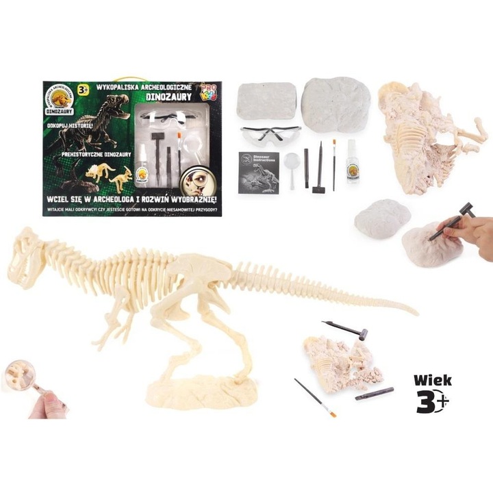 Régészeti készlet, Pro Kids 12 dinoszaurusz csontvázzal és 1 Tyrannosaurus csontvázzal, többszínű, 3 éves kortól gyermekeknek