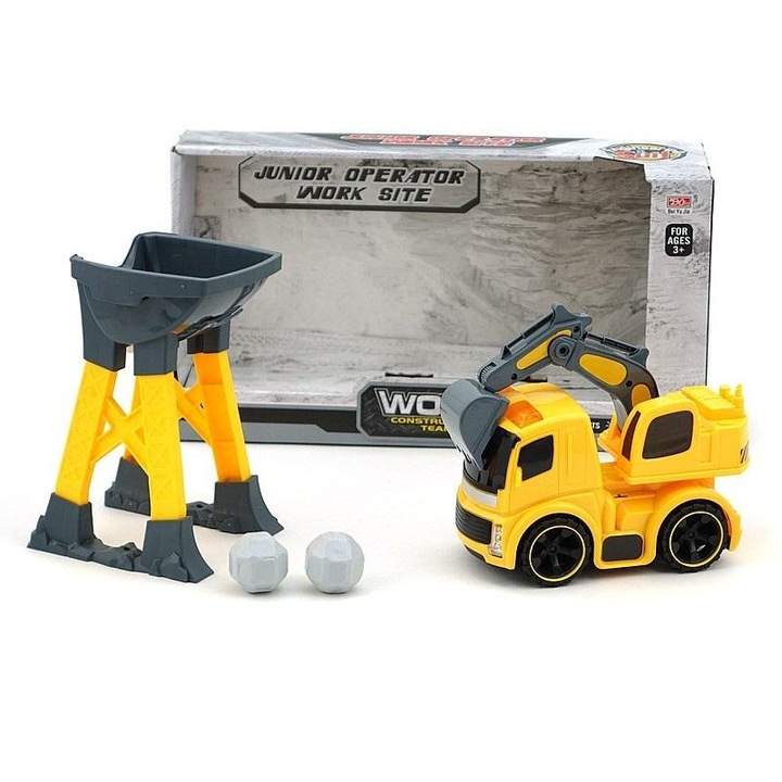 Багер с контейнер за отпадъци, ADAR, светлини, звук, 42x21,5x13см