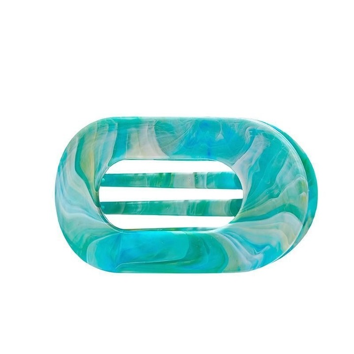 Nincs ívelt lapos fejű ballon rögzítő klipsz kerek hajcsat női hátsó fej cápa klipsz ívelt farok hajcsat díszek, mentazöld hajcsat