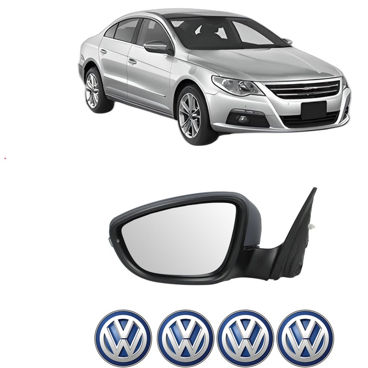 Oglinda Completa Stanga Volkswagen PASSAT CC B6 (357) din 2008-2012, auto, Reglaj Electric, 4 stickere auto cu Volkswagen
