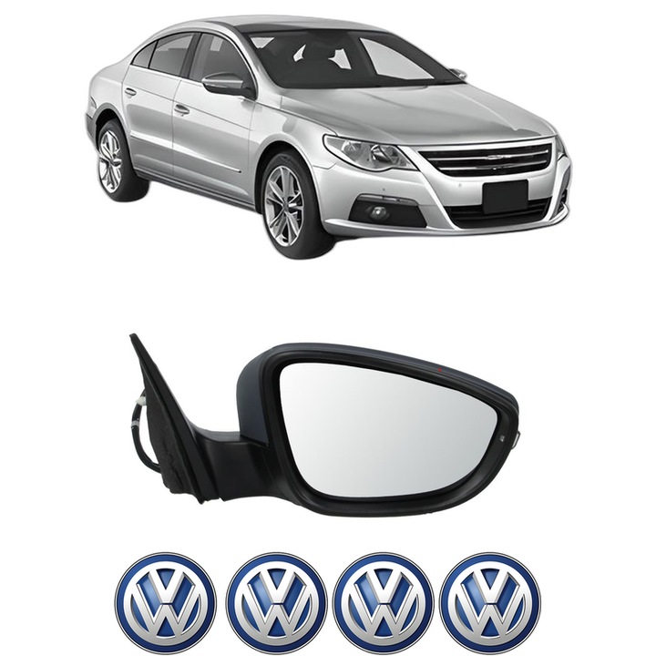 Oglinda Completa Dreapta Volkswagen PASSAT CC B6 (357) din 2008-2012, auto, Reglaj Electric, 4 stickere auto cu Volkswagen