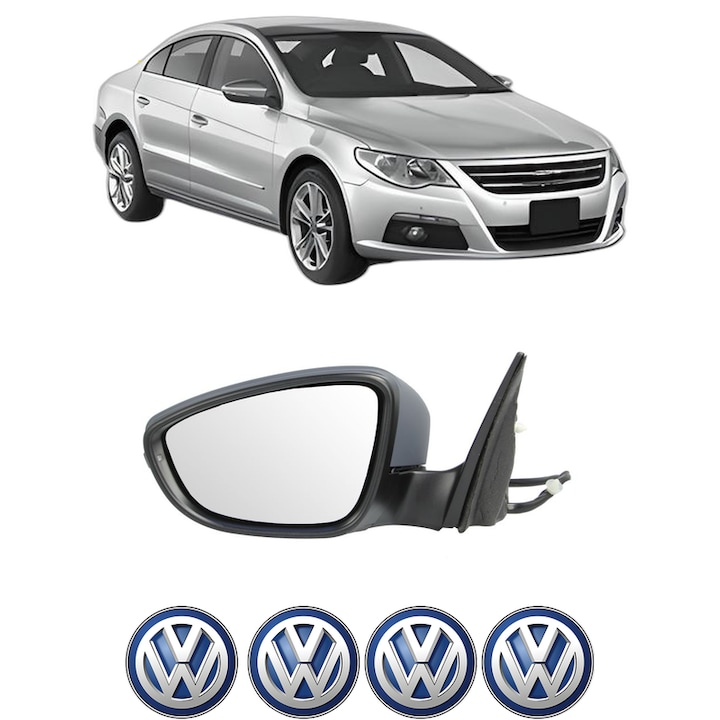 Oglinda Completa Stanga Volkswagen PASSAT CC B6 (357) din 2008-2012, auto, Reglaj Electric, 4 stickere auto cu Volkswagen
