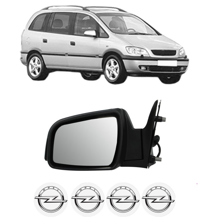 Oglinda Completa Stanga OPEL ZAFIRA din 1999-2019, auto, Reglaj Electric, 4 stickere auto cu OPEL