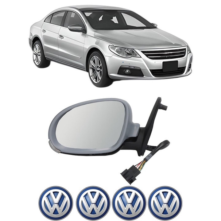 Oglinda Completa Stanga Volkswagen PASSAT CC B6 (357) din 2008-2012, auto, Reglaj Electric, 4 stickere auto cu Volkswagen