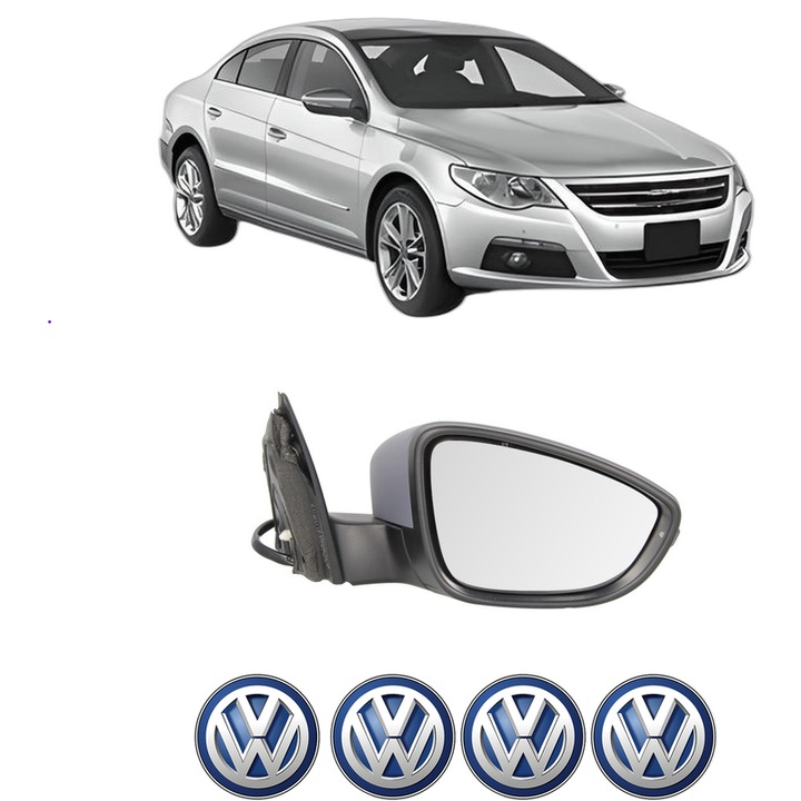Oglinda Completa Dreapta Volkswagen PASSAT CC B6 (357) din 2008-2012, auto, Reglaj Electric, 4 stickere auto cu Volkswagen