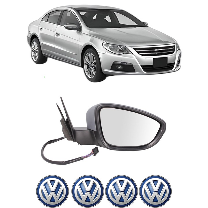 Oglinda Completa Dreapta Volkswagen PASSAT CC B6 (357) din 2008-2012, auto, Reglaj Electric, 4 stickere auto cu Volkswagen