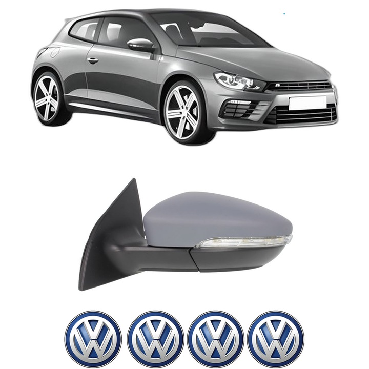 Oglinda Completa Stanga Volkswagen SCIROCCO III (137, 138) din 2008-2017, auto, Reglaj Electric, 4 stickere auto cu Volkswagen
